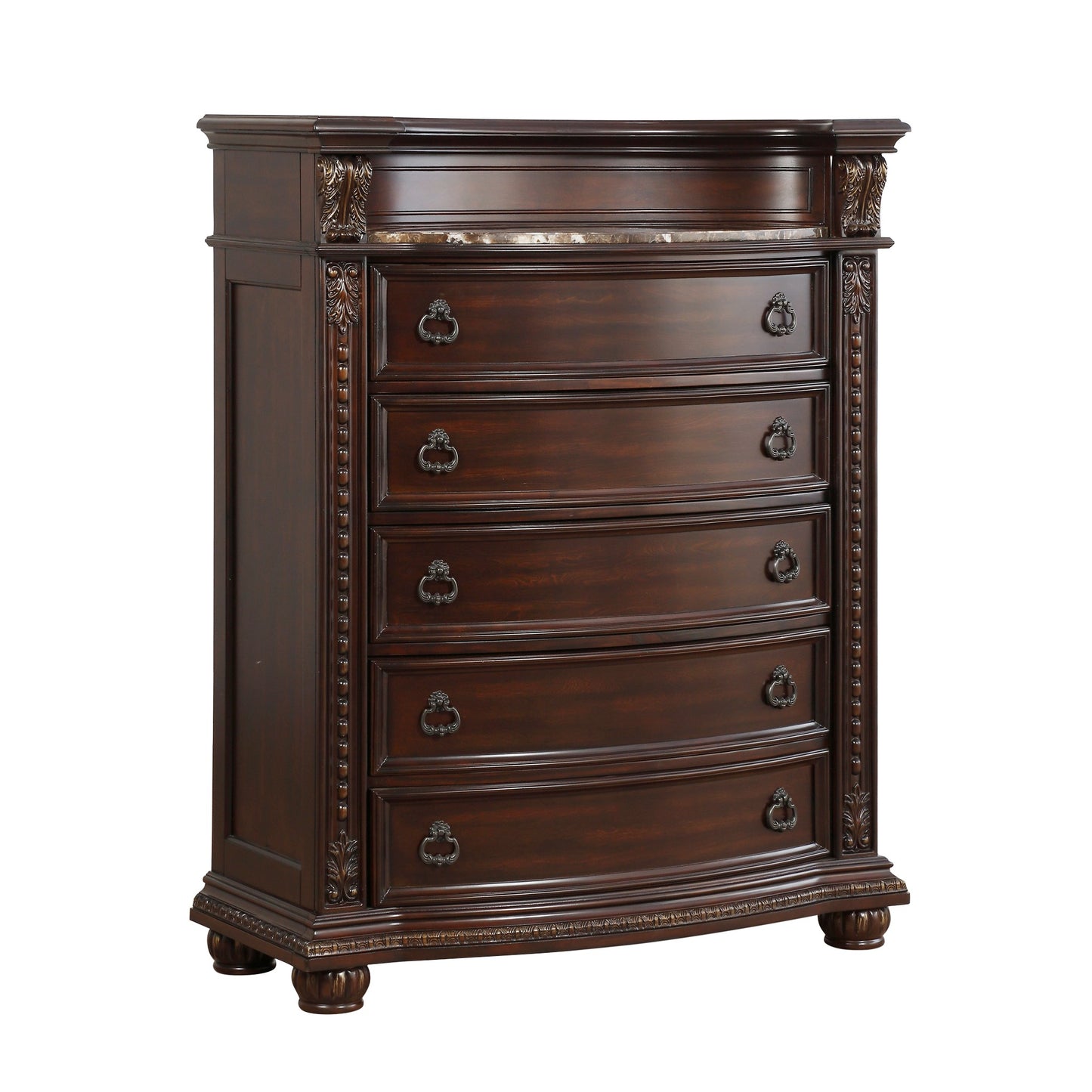 Homelegance Chest Cavalier Dark Cherry Finish with Marble Top 1757-9