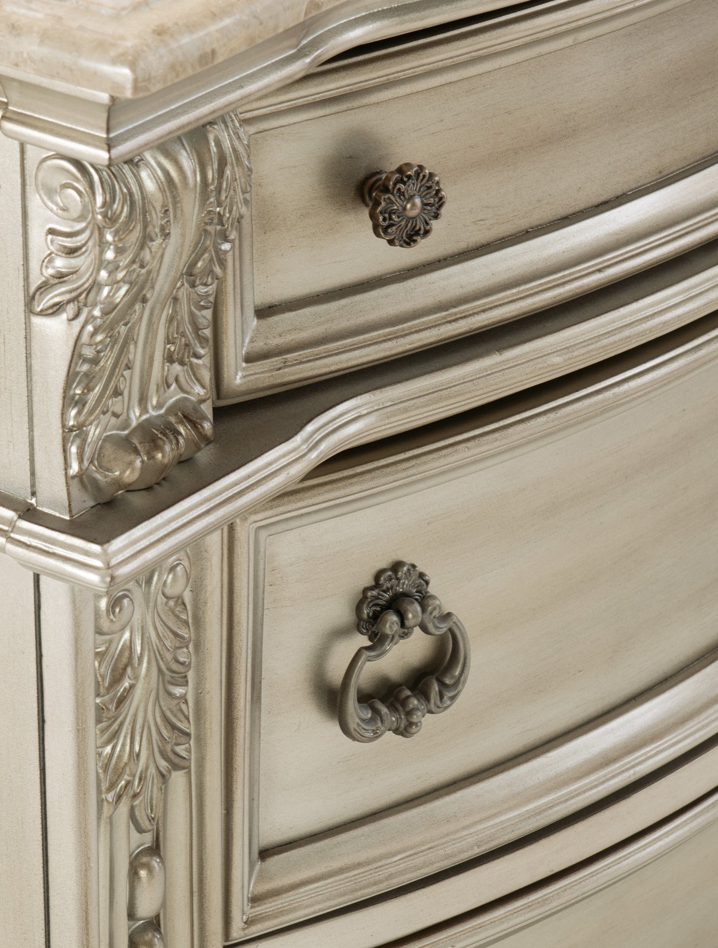 Homelegance Nightstand Cavalier Silver Finish with Marble Top 1757SV-4