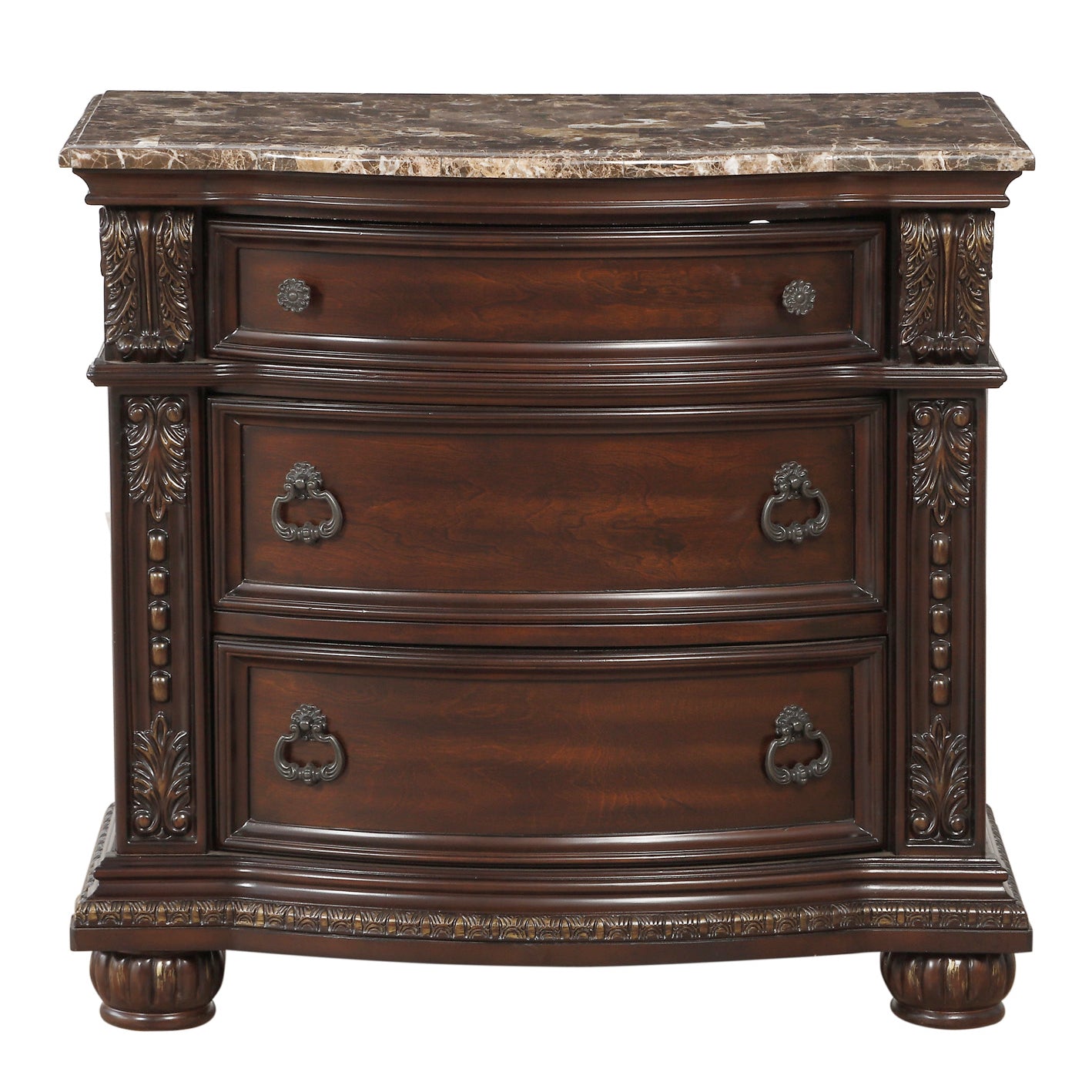 Homelegance Nightstand Cavalier Dark Cherry Finish with Marble Top 1757-4