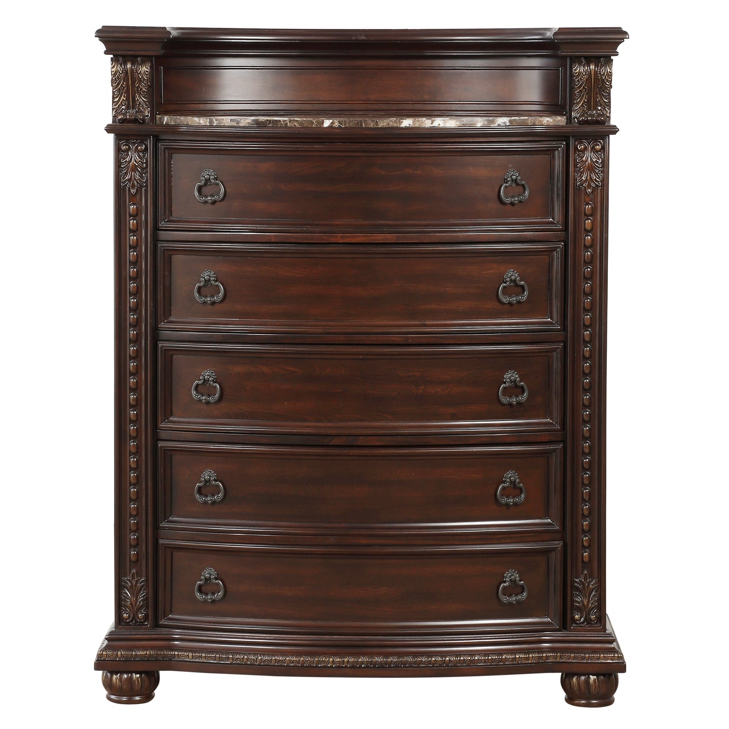 Homelegance Chest Cavalier Dark Cherry Finish with Marble Top 1757-9