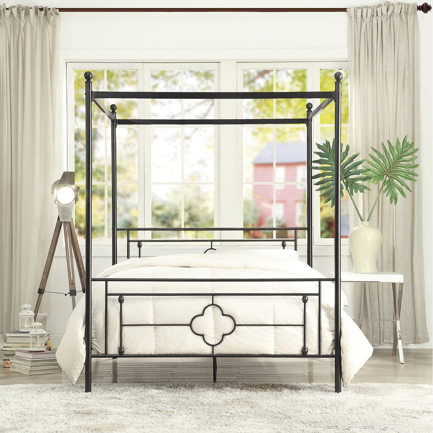 Homelegance Queen Bed Hosta Black Finish Elegant Canopy Frame 1758-1