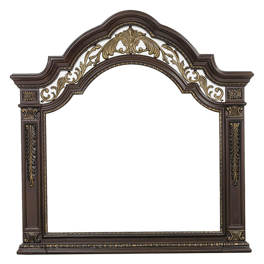 Homelegance Dresser Mirror Catalonia Dark Cherry Finish with Gold Tipping 1824-6