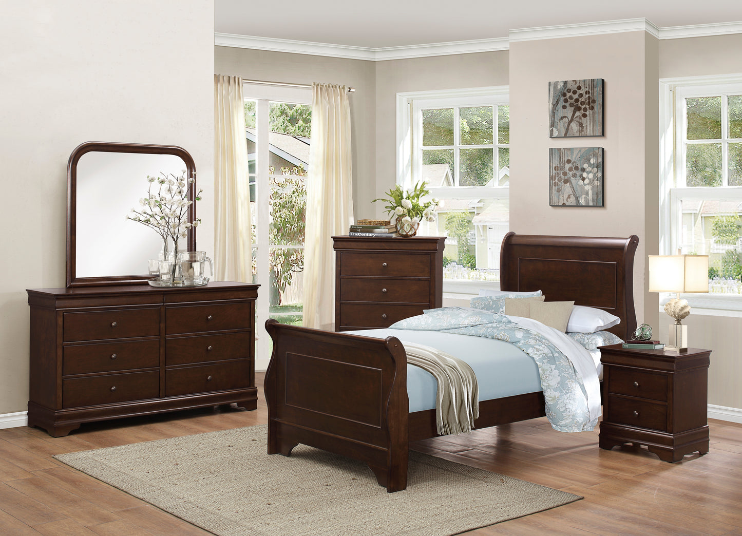 Homelegance Nightstand Abbeville Dark Cherry Finish 1856-4