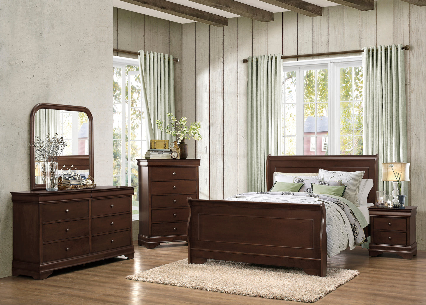 Homelegance Nightstand Abbeville Dark Cherry Finish 1856-4