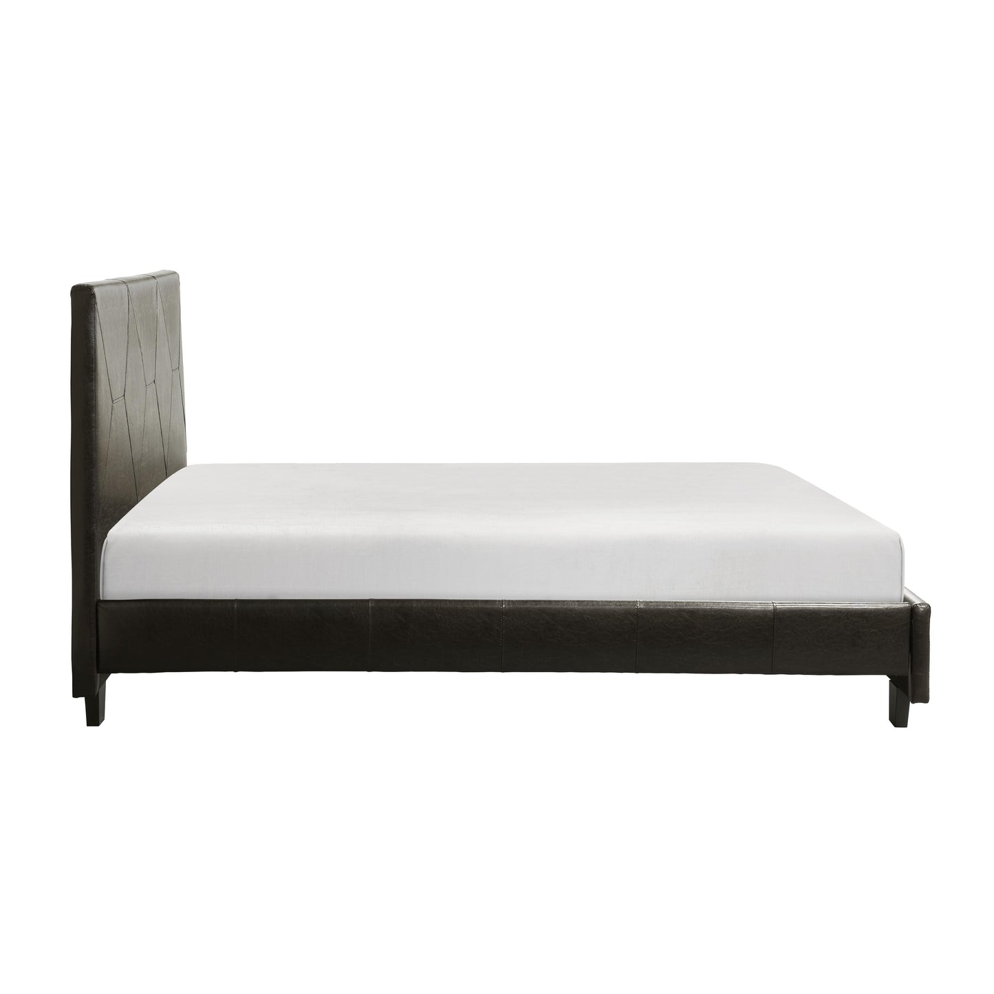 Homelegance Queen Bed DeLeon Dark Brown Upholstery with Diamond Stitch 1881PU-1