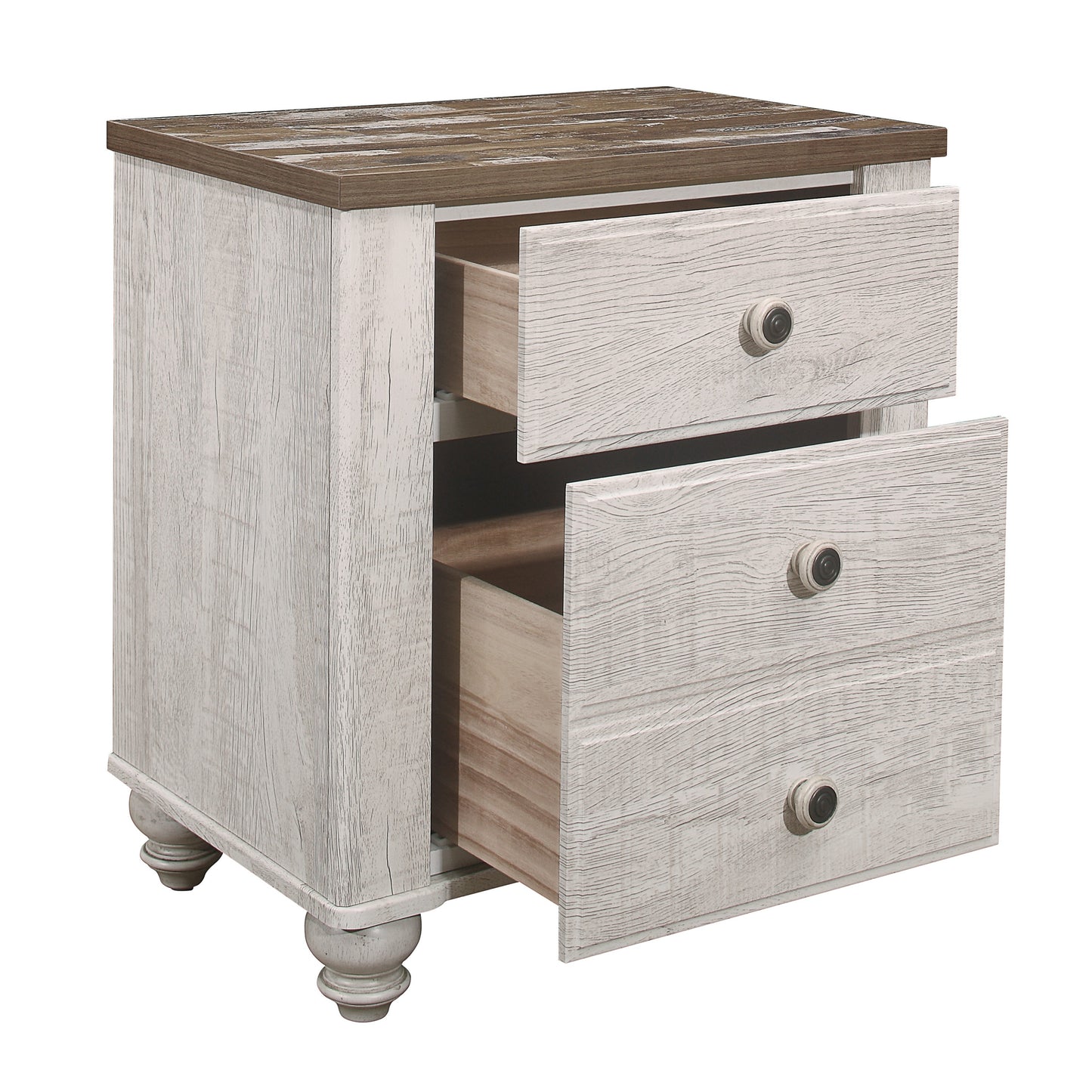 Homelegance Nightstand Nashville Antique White Rich Brown Finish 1903-4