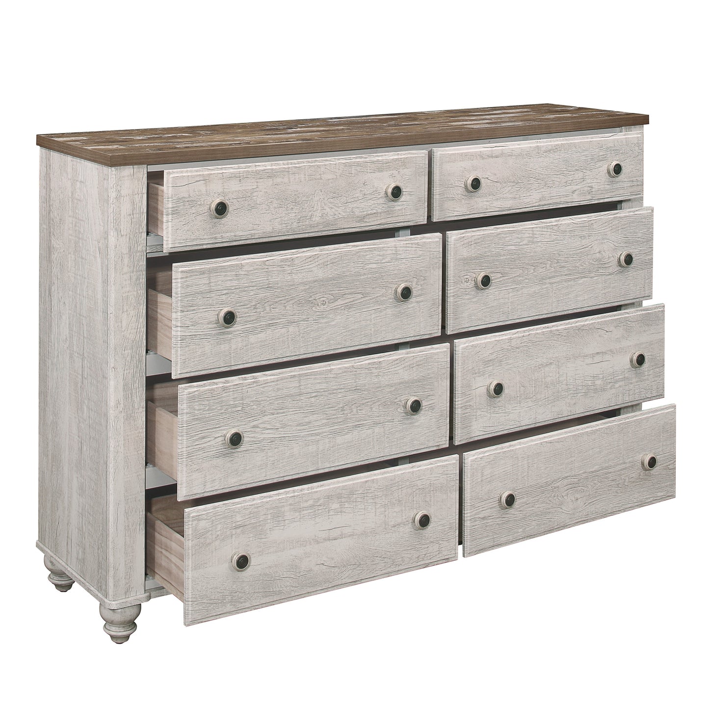Homelegance Dresser Nashville Antique White Rich Brown Finish 1903-5