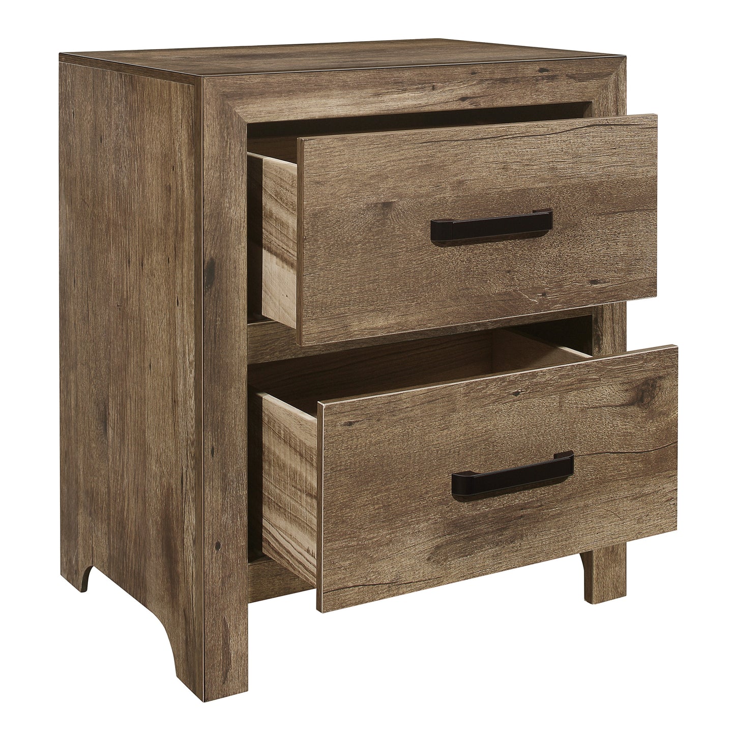 Homelegance Nightstand Mandan Weathered Pine Finish with Two Drawers 1910-4