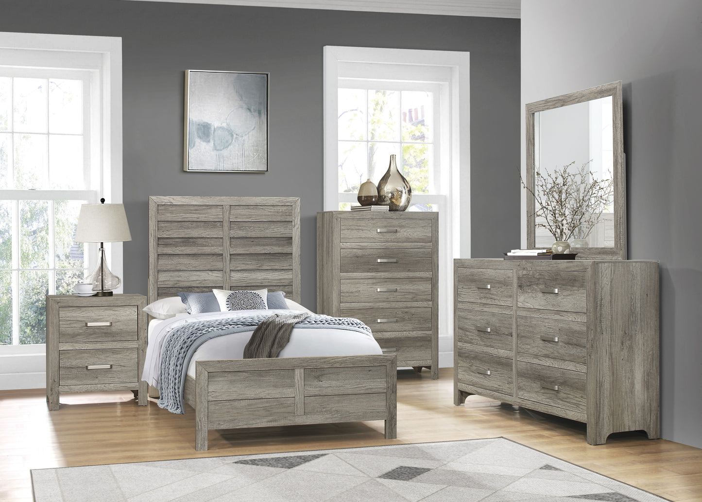 Homelegance Nightstand Mandan Weathered Gray Finish 1910GY-4