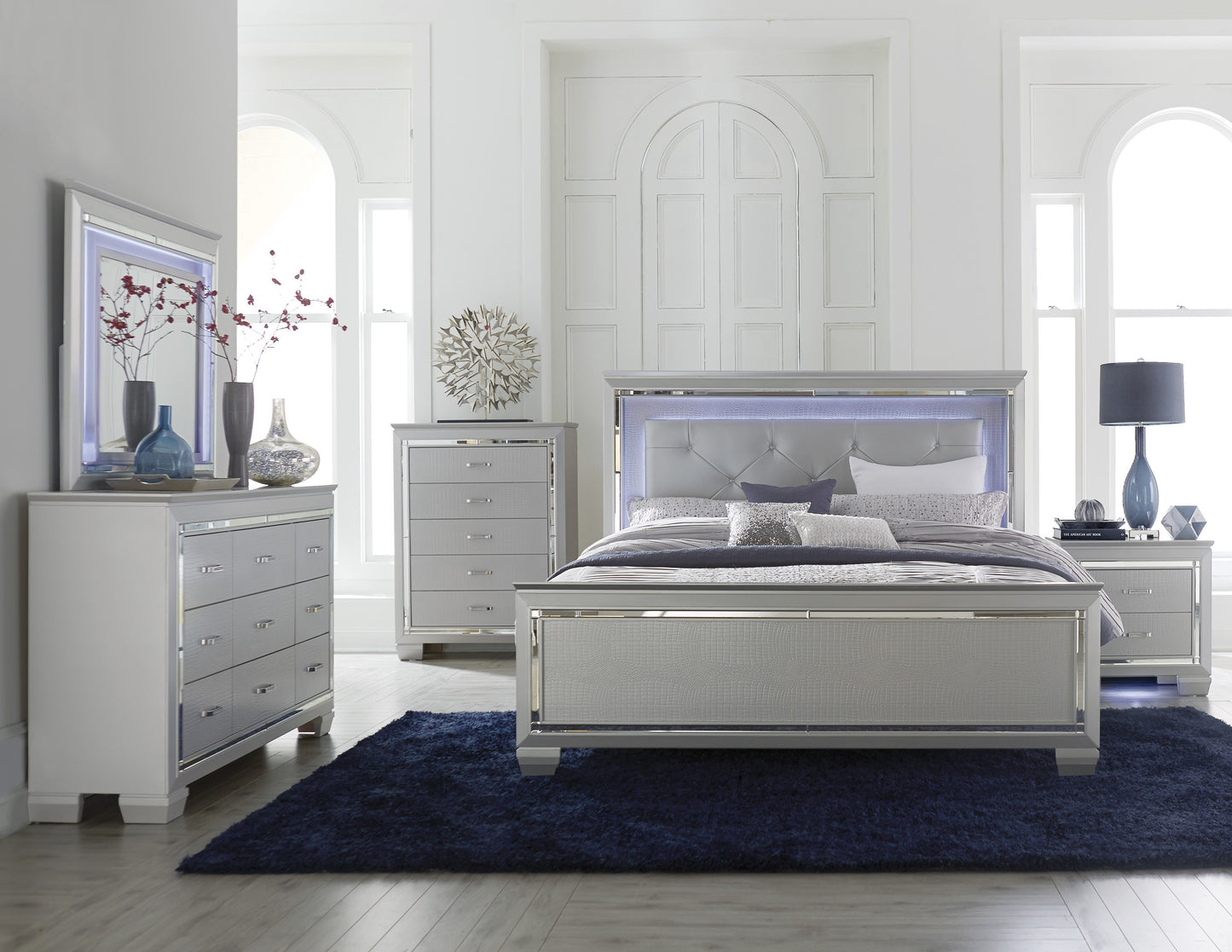 Homelegance Nightstand Allura Silver Finish with LED Light 1916-4