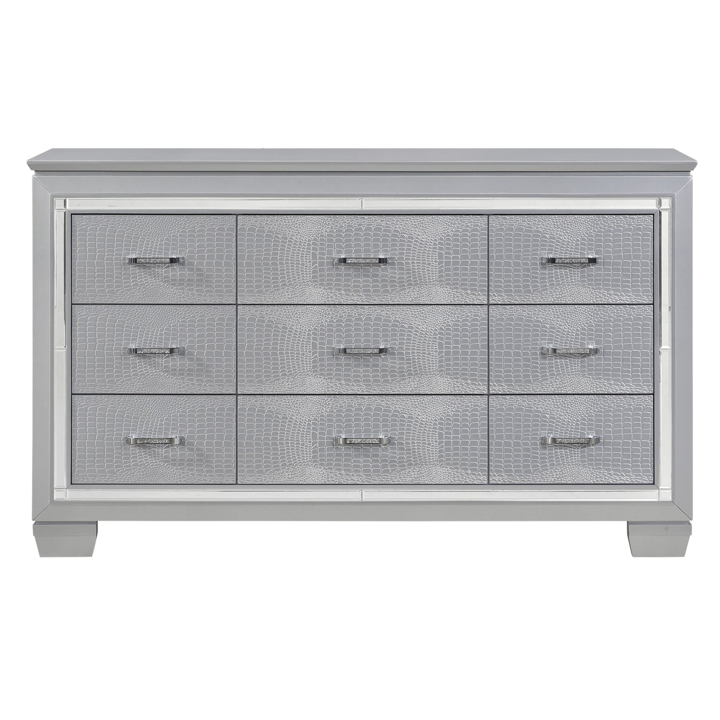 Homelegance Dresser Silver Allura Finish Elegant Storage with Nine Drawers 1916-5