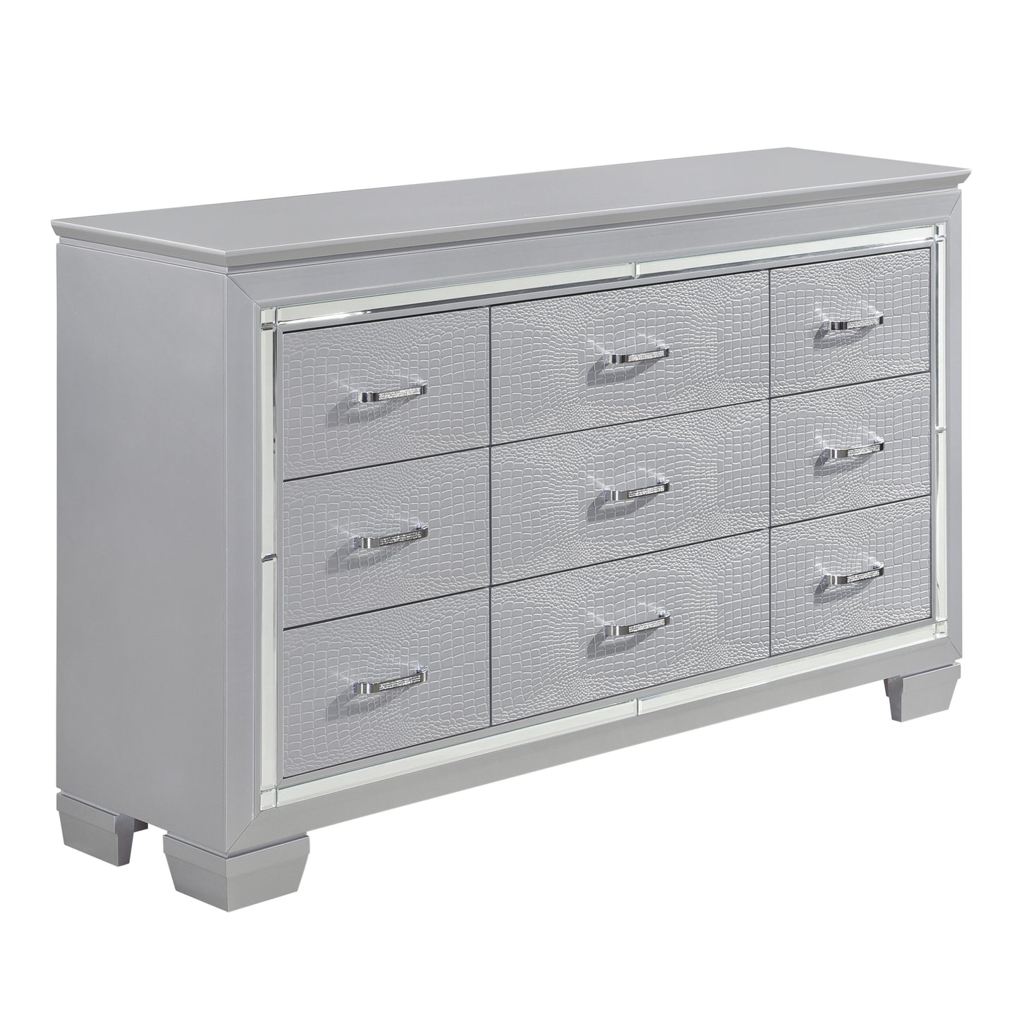 Homelegance Dresser Silver Allura Finish Elegant Storage with Nine Drawers 1916-5