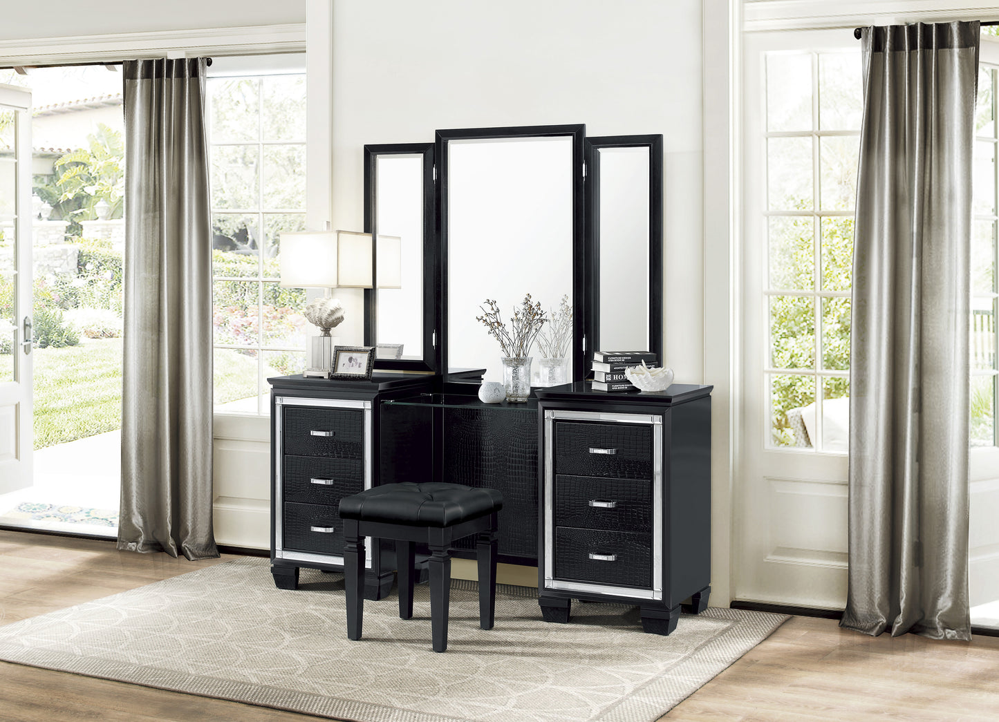 Homelegance Vanity Benches Allura Black Finish 1916BK-14