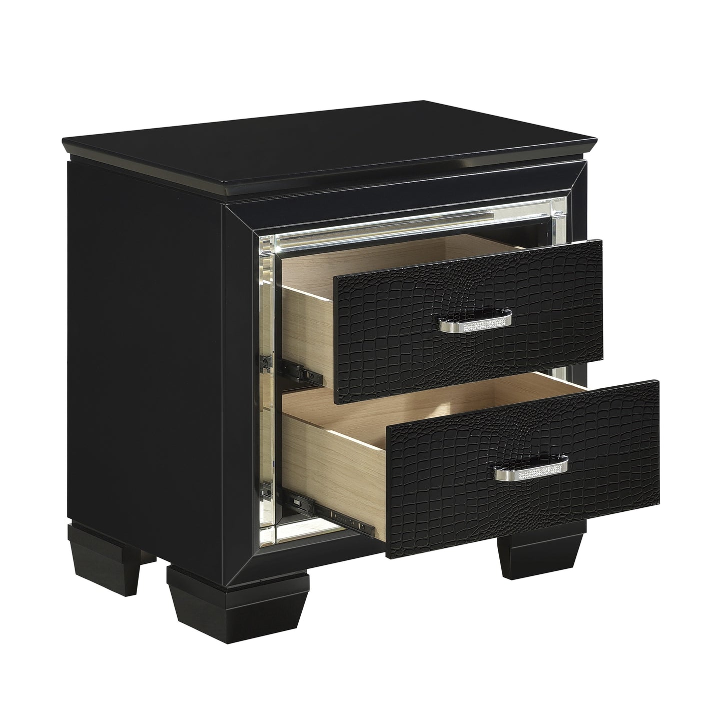 Homelegance Nightstand Allura Black Finish with Crystal Accents 1916BK-4