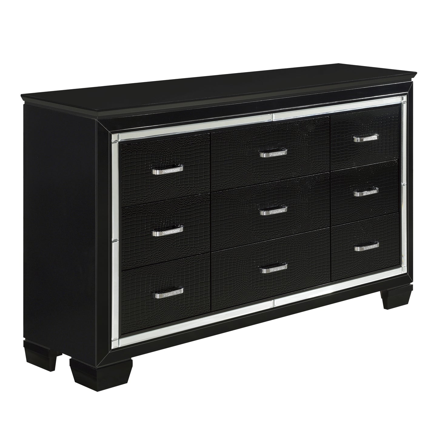 Homelegance Dresser Allura Black Finish with Mirror Trim and Crystal Accents 1916BK-5