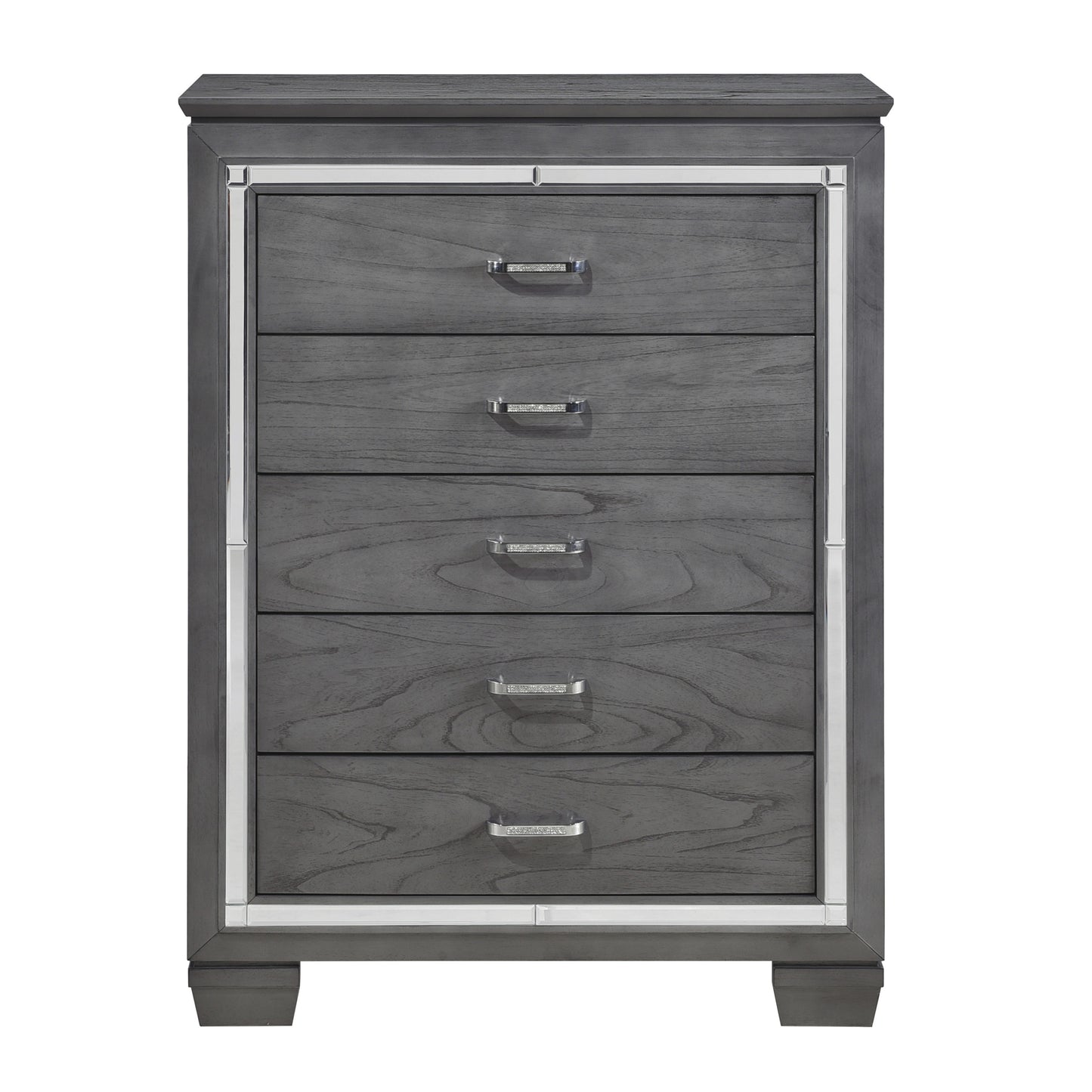 Homelegance Chest Allura Gray Finish with Mirror Accent and Crystal Pulls 1916GY-9