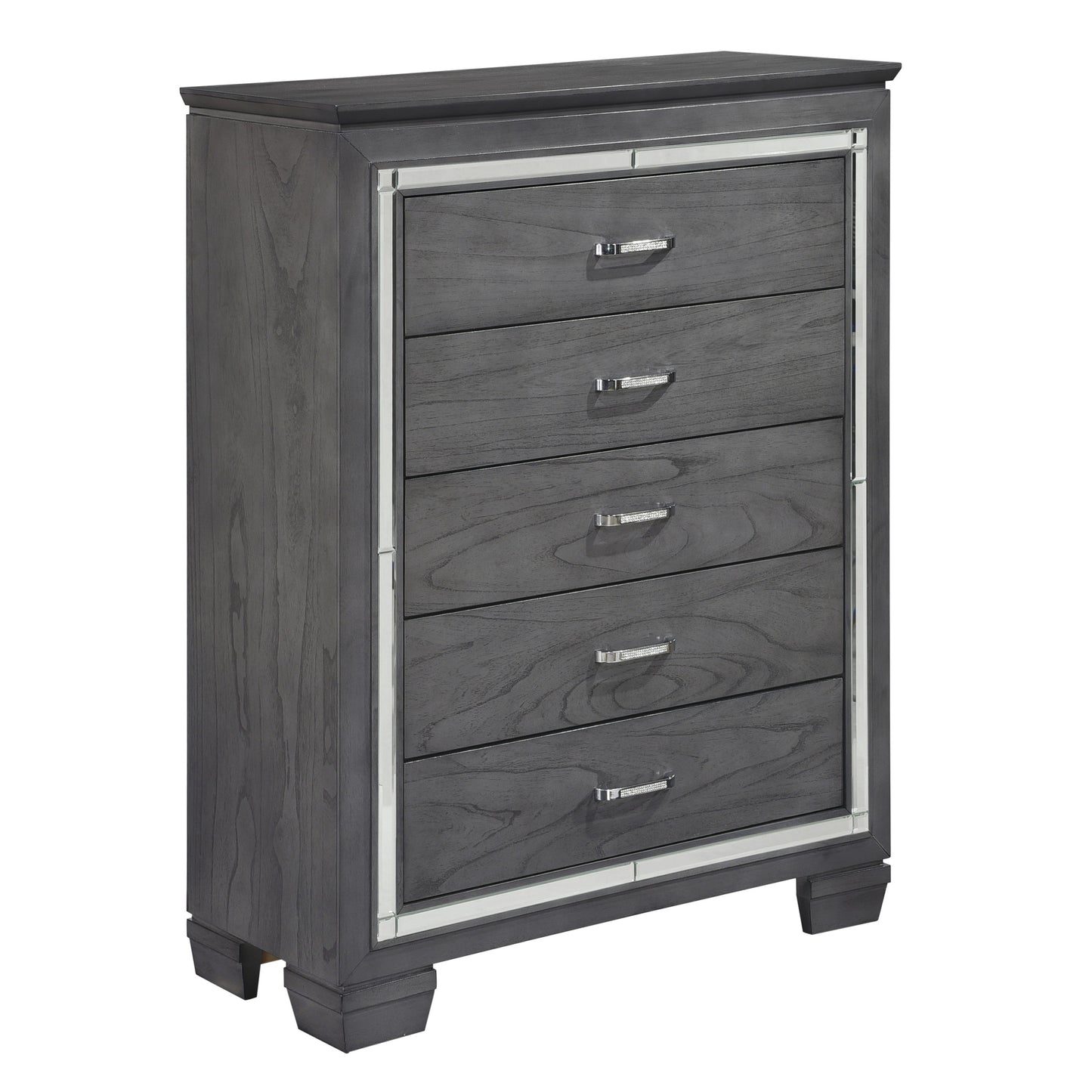 Homelegance Chest Allura Gray Finish with Mirror Accent and Crystal Pulls 1916GY-9