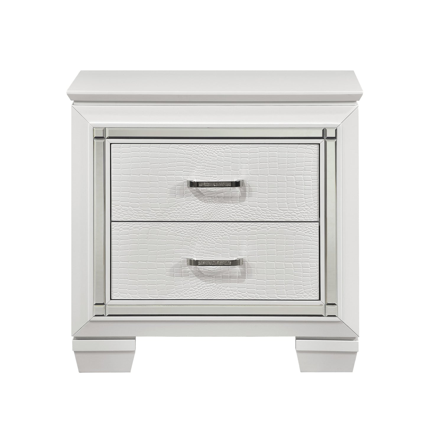 Homelegance Allura Nightstand White Finish with LED Backlight and Mirror Accent 1916W-4
