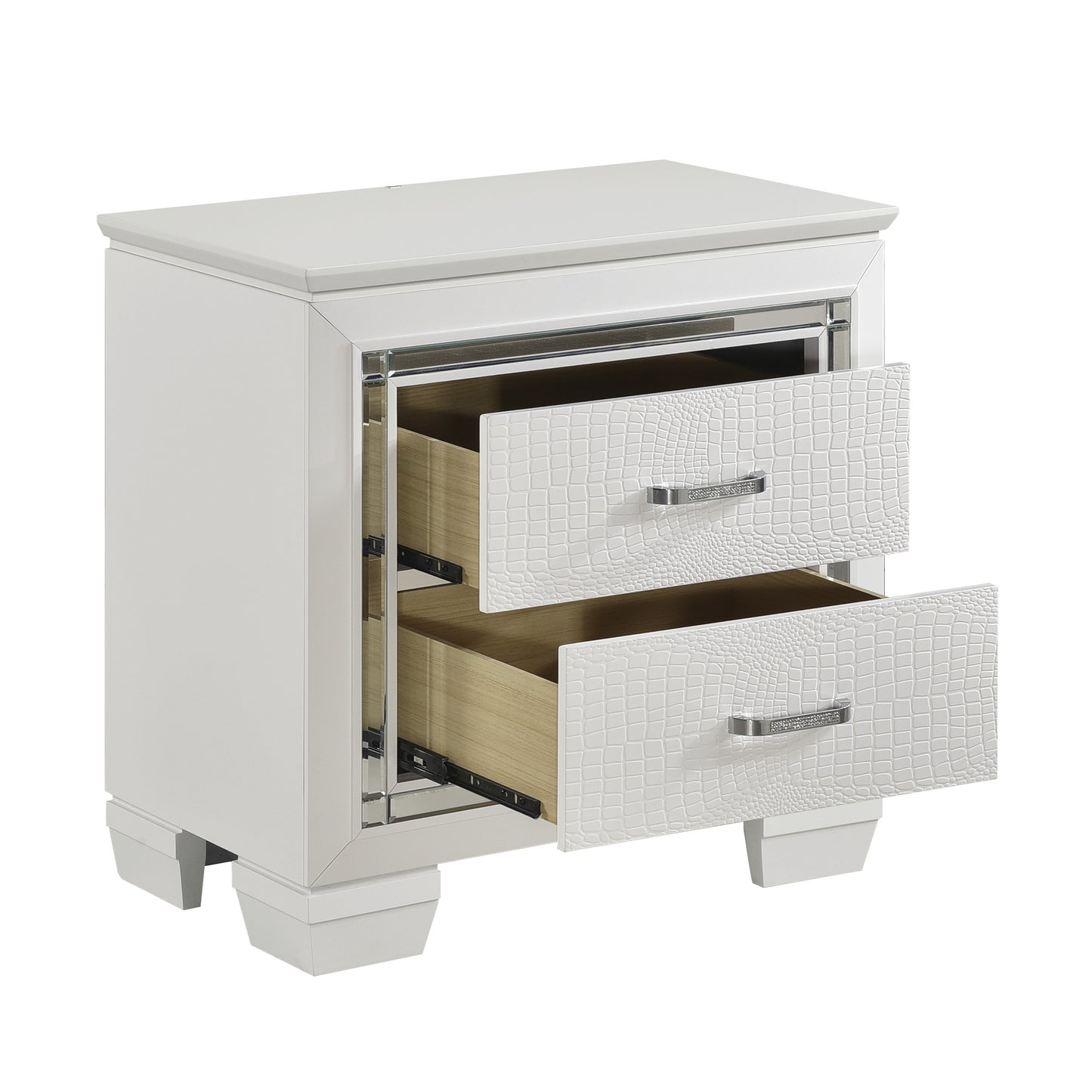 Homelegance Allura Nightstand White Finish with LED Backlight and Mirror Accent 1916W-4