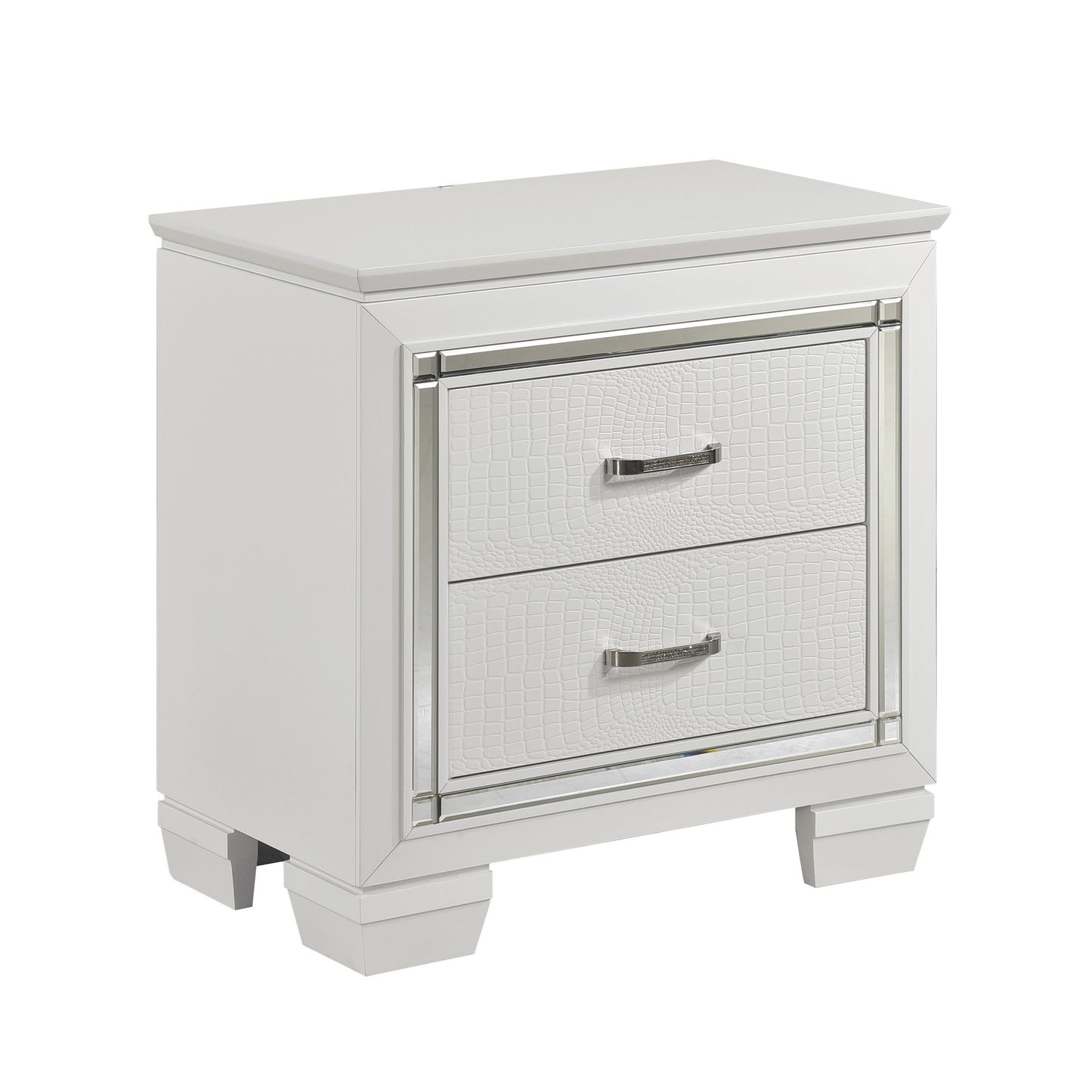 Homelegance Allura Nightstand White Finish with LED Backlight and Mirror Accent 1916W-4