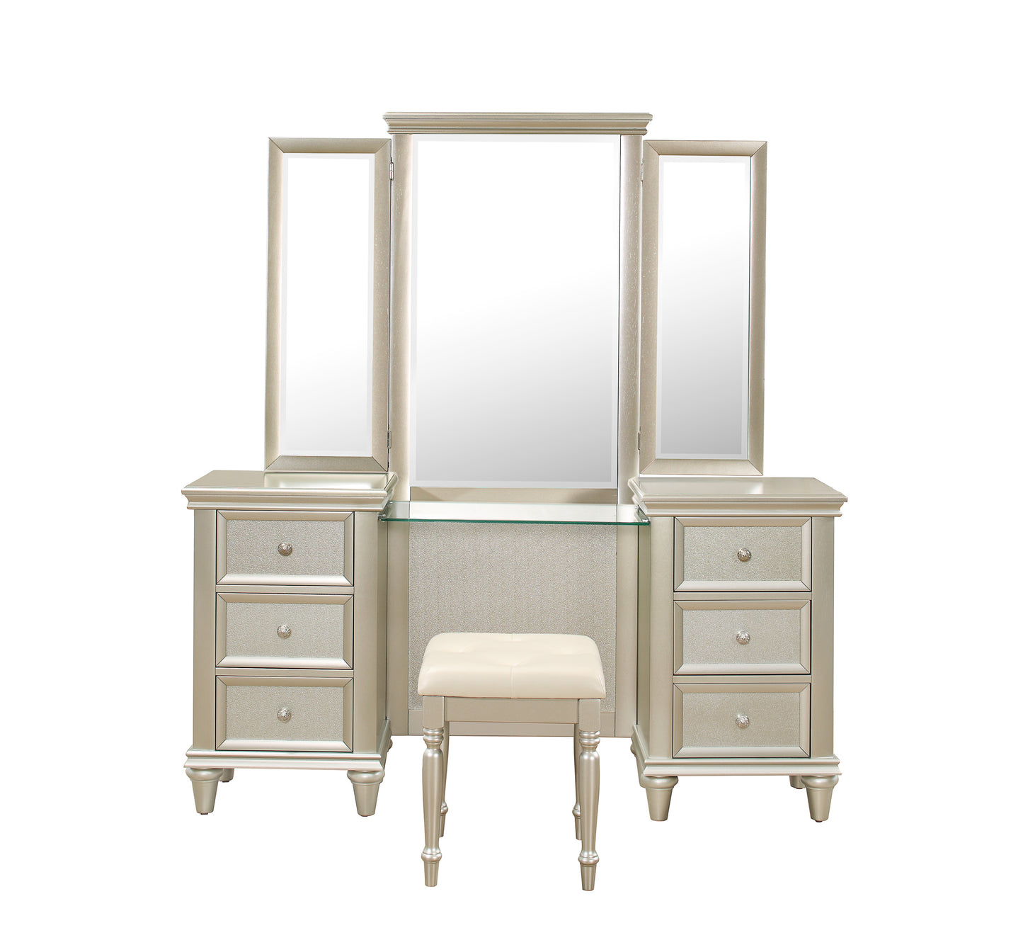 Homelegance Vanity Benches Silver Celandine Finish 1928-14