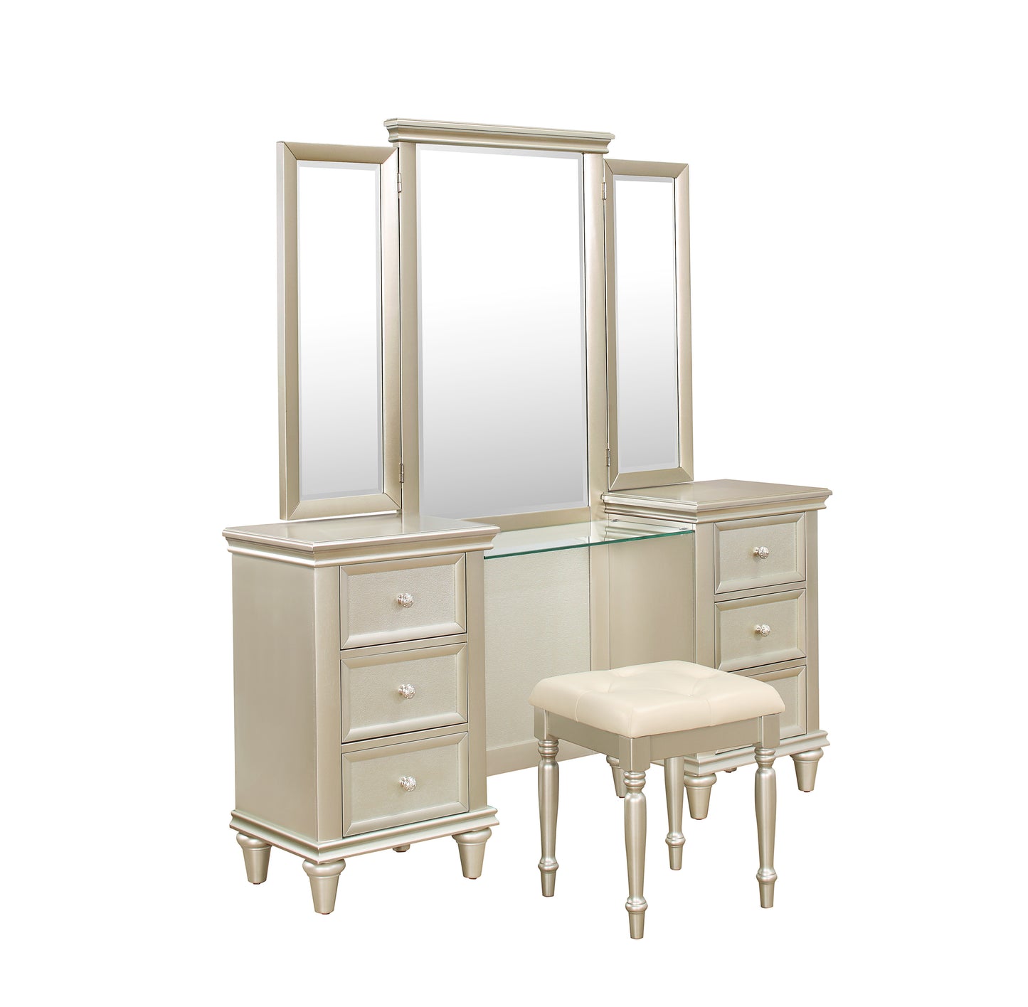 Homelegance Vanity Benches Silver Celandine Finish 1928-14