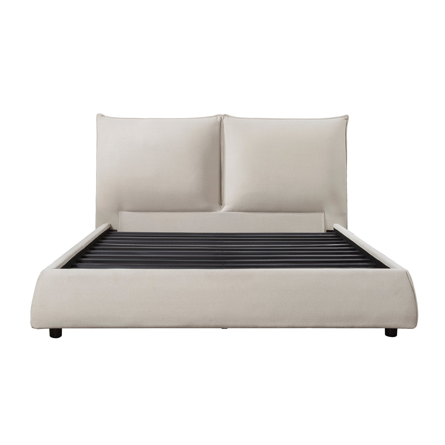 Homelegance Queen Bed Linna Beige Chenille Fabric 1930-1