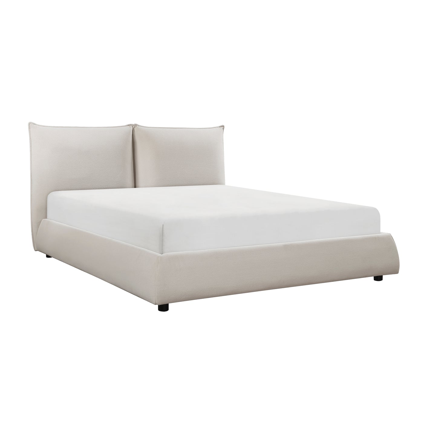 Homelegance Queen Bed Linna Beige Chenille Fabric 1930-1