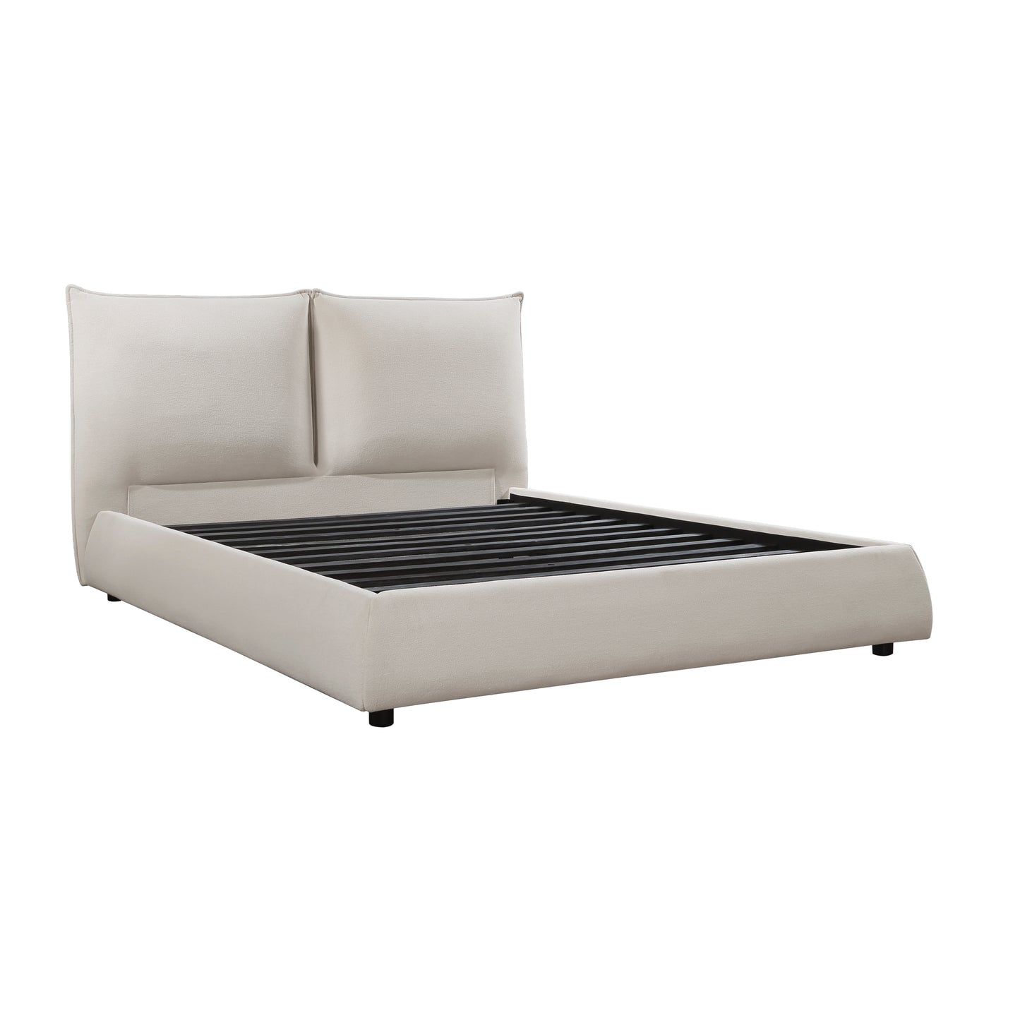 Homelegance Queen Bed Linna Beige Chenille Fabric 1930-1