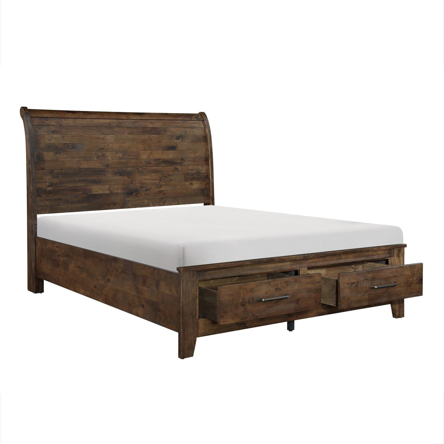 Homelegance Queen Bed Jerrick Burnished Brown with Storage Drawers 1957-1