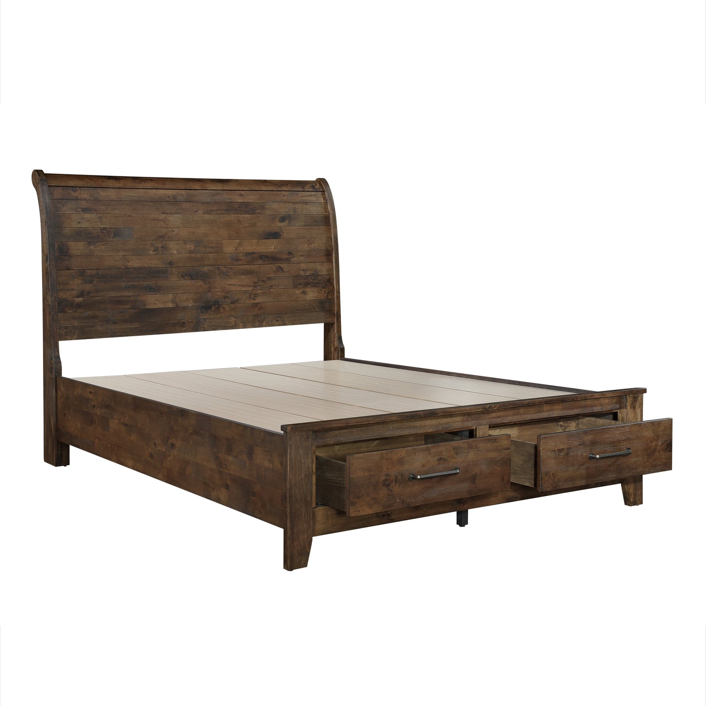 Homelegance Queen Bed Jerrick Burnished Brown with Storage Drawers 1957-1