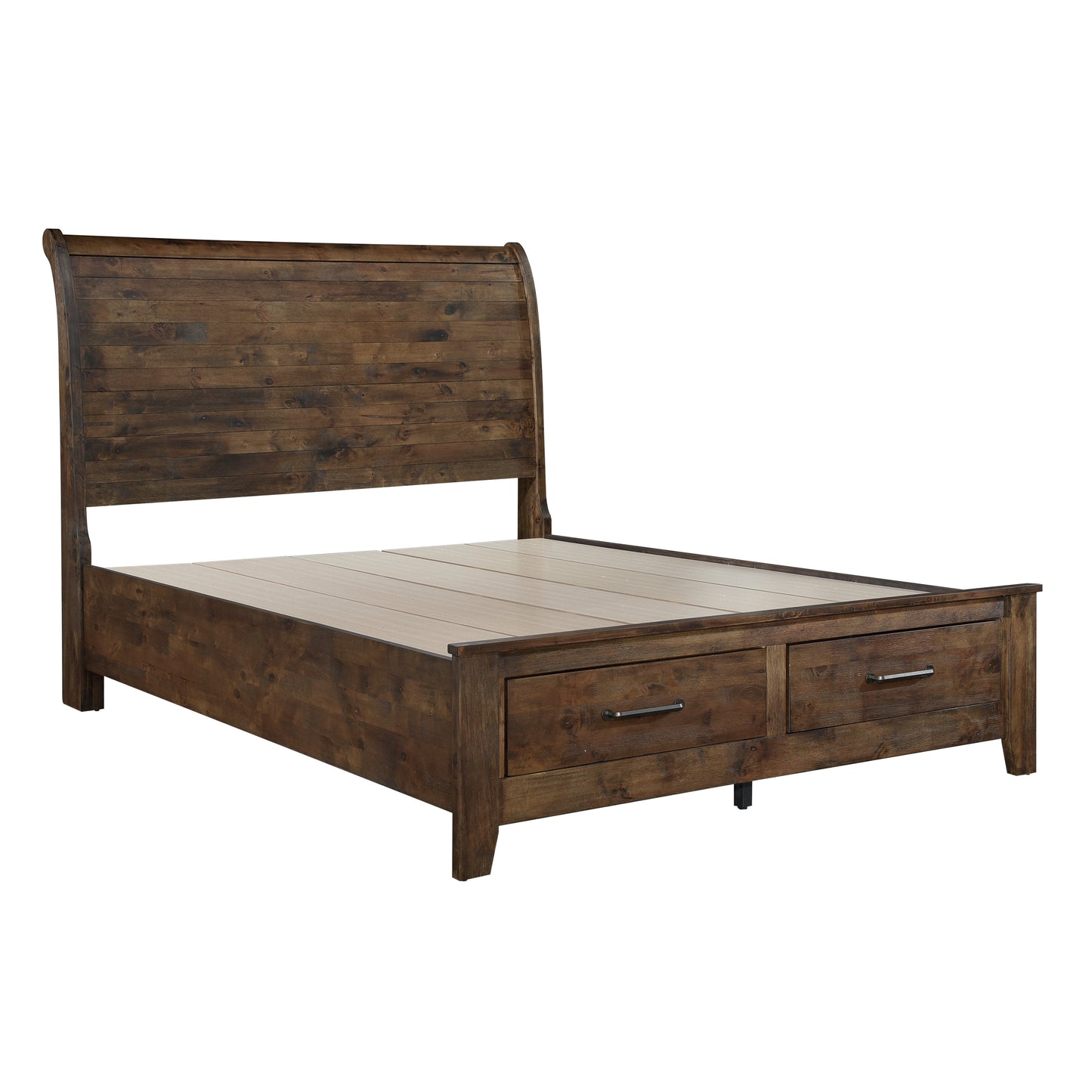 Homelegance Queen Bed Jerrick Burnished Brown with Storage Drawers 1957-1