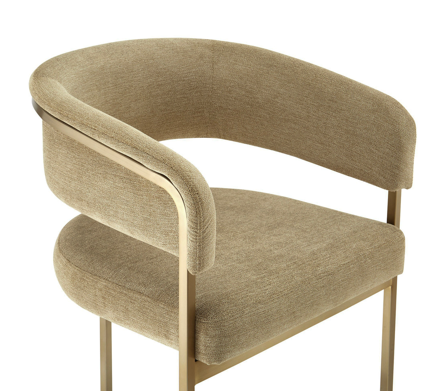 Modrest Sebastian Modern Brown Fabric Antique Brass Counter Chair