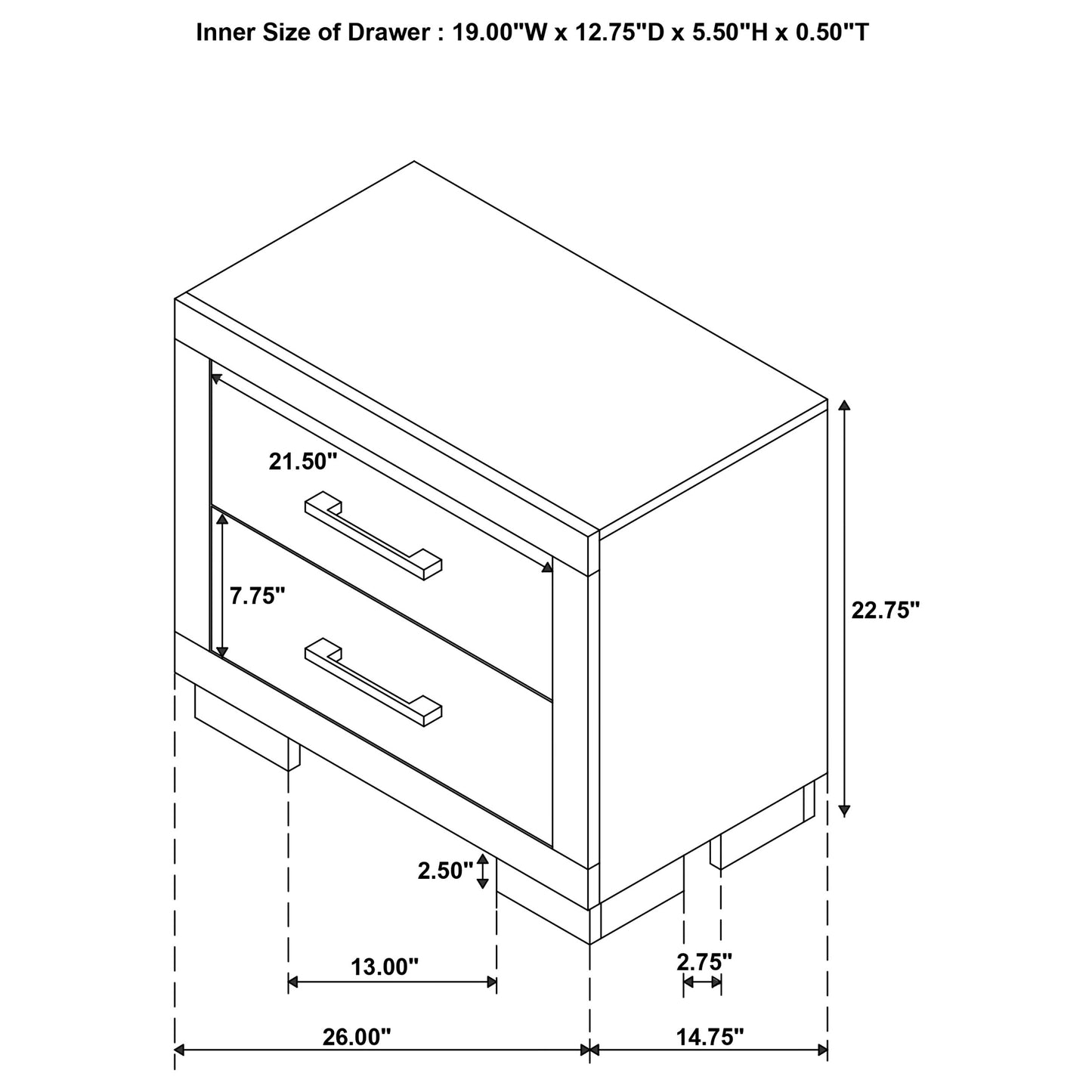 Jessica 2-drawer Nightstand Cream White