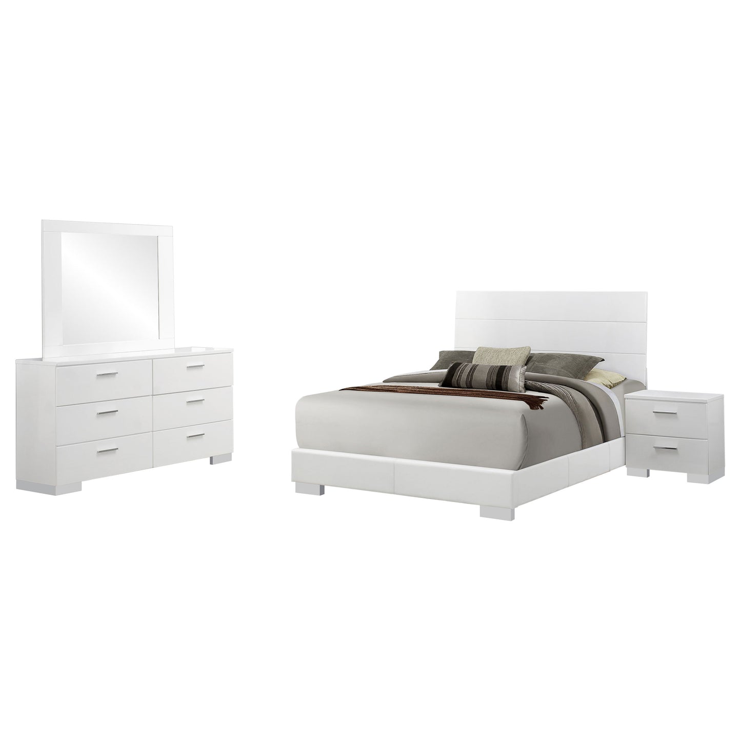 Felicity 4-piece Eastern King Bedroom Set White High Gloss