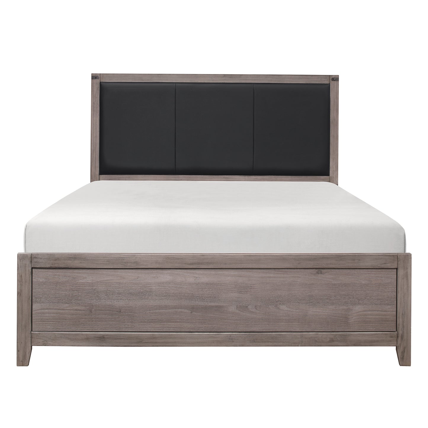 Homelegance Queen Bed Woodrow Brownish Gray Finish with Faux Leather Headboard 2042-1