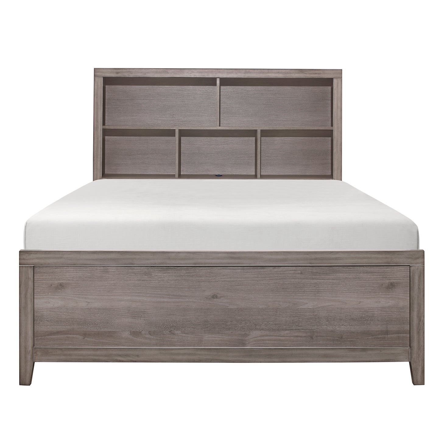 Homelegance Queen Bed Woodrow Brownish Gray with USB Charging Ports 2042NB-1