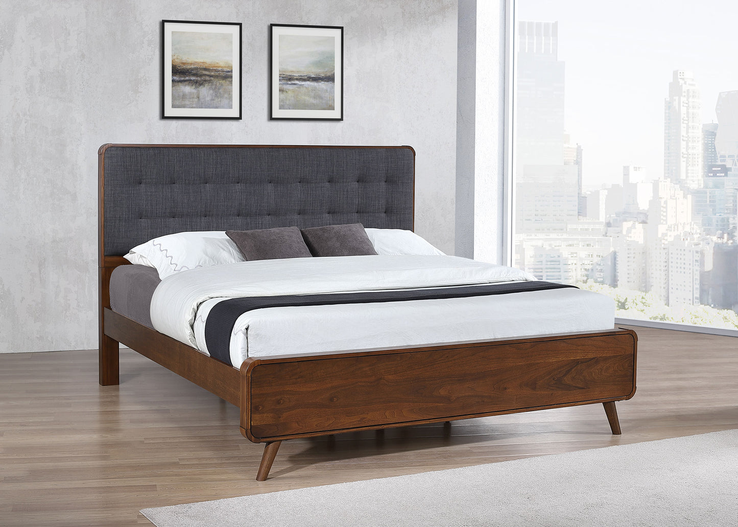 Robyn Wood Eastern King Panel Bed Dark Walnut
