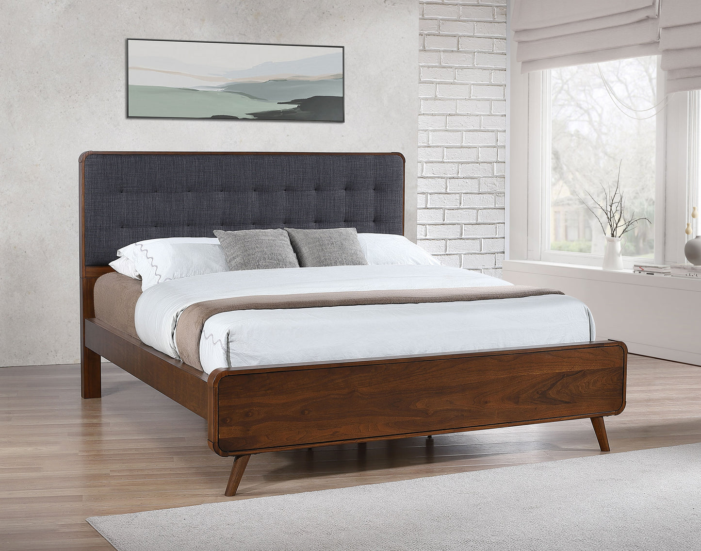 Robyn Wood California King Panel Bed Dark Walnut
