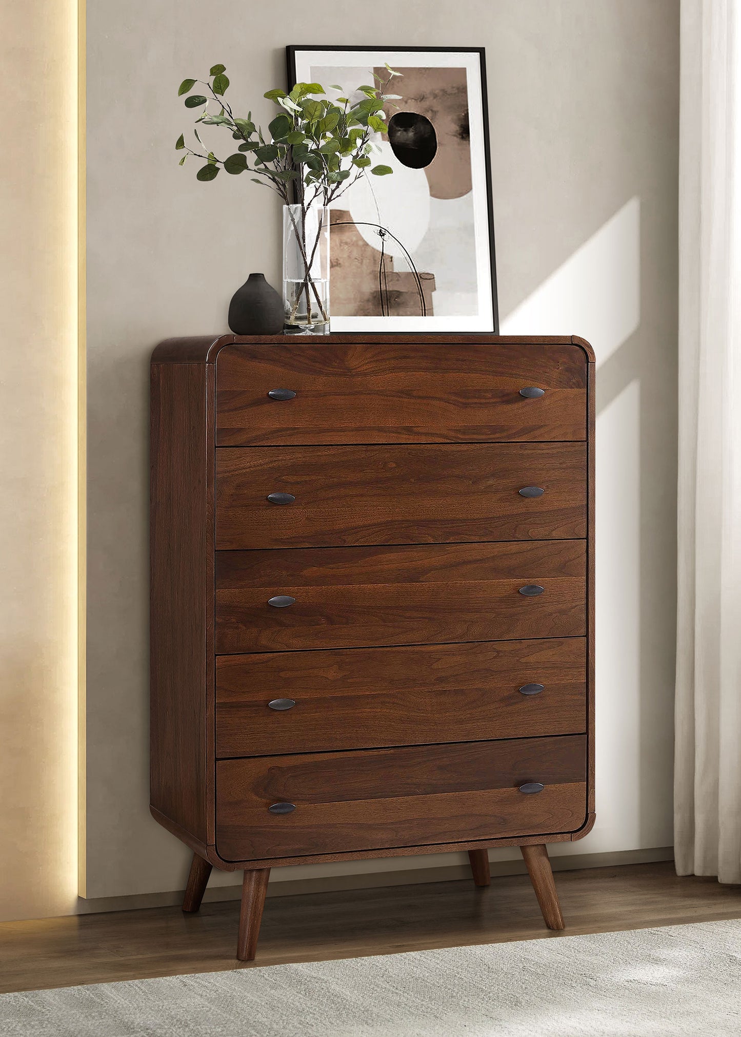 Robyn 5-drawer Bedroom Chest Dark Walnut