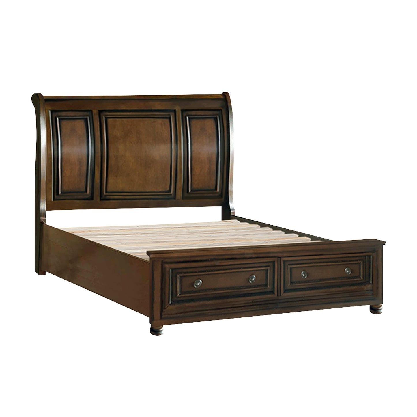 Homelegance Queen Bed Cumberland Brown Cherry Finish with Storage Drawers 2159-1