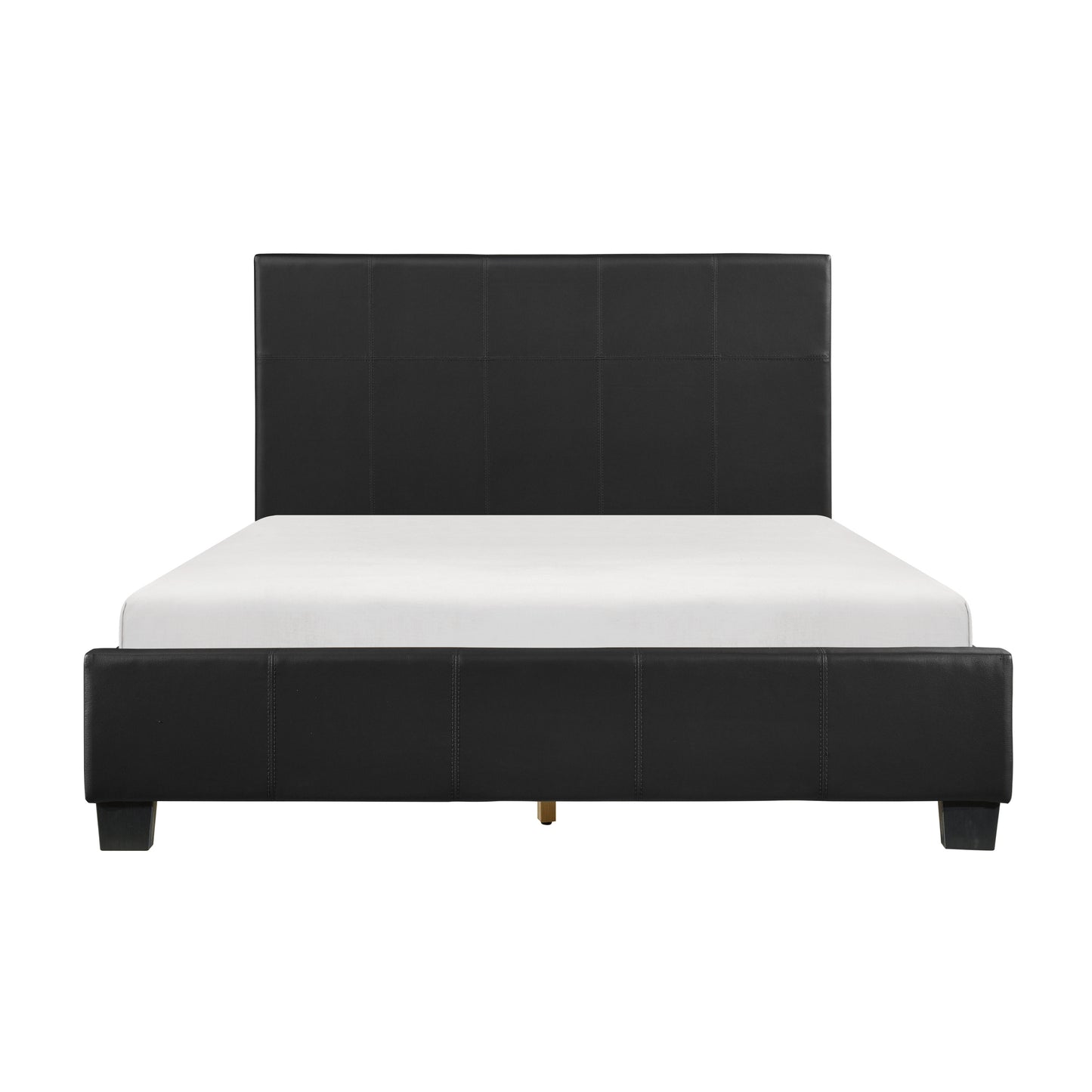 Homelegance Queen Bed Lorenzi Black Faux Leather 2220-1
