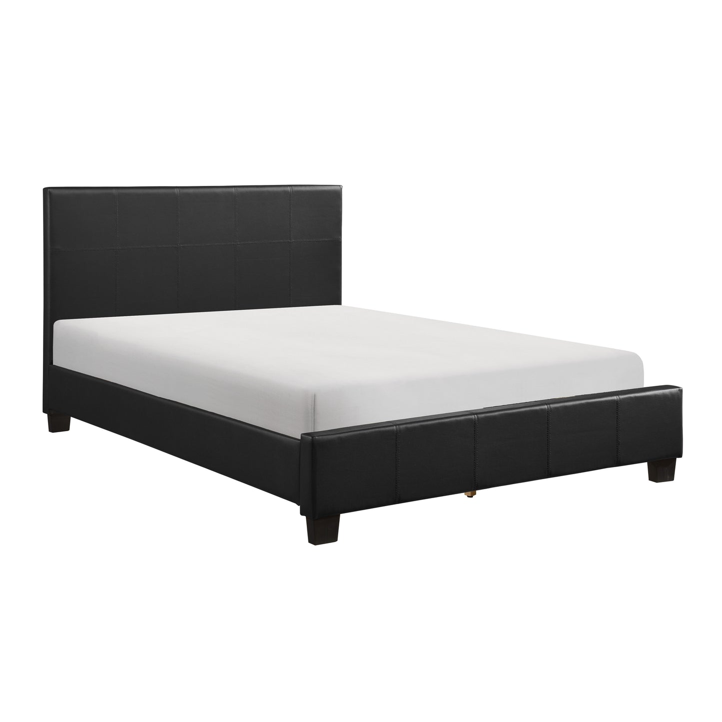 Homelegance Queen Bed Lorenzi Black Faux Leather 2220-1