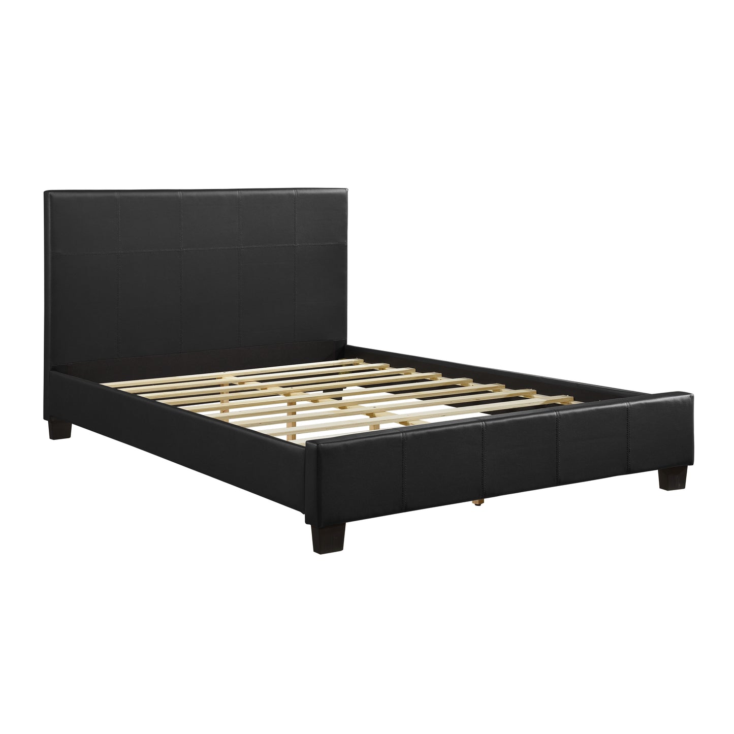 Homelegance Queen Bed Lorenzi Black Faux Leather 2220-1