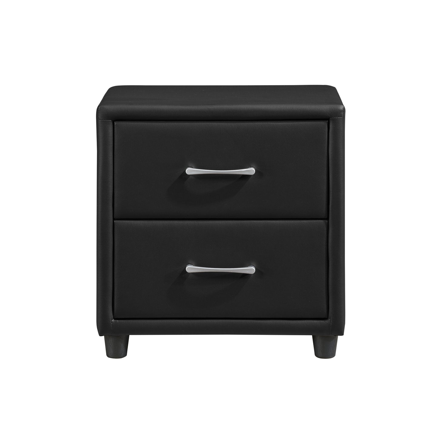 Homelegance Lorenzi Nightstand Black Faux Leather Finish 2220-4