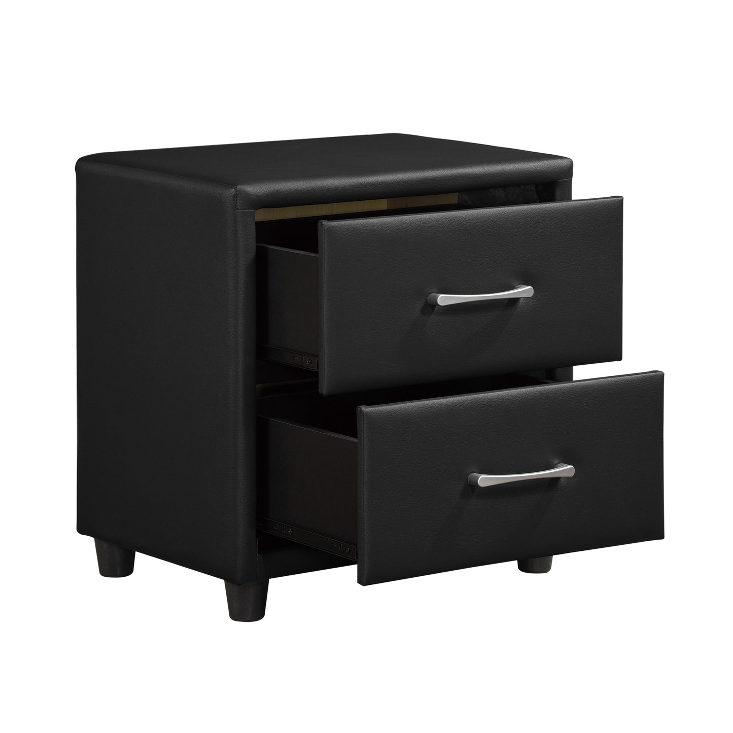Homelegance Lorenzi Nightstand Black Faux Leather Finish 2220-4