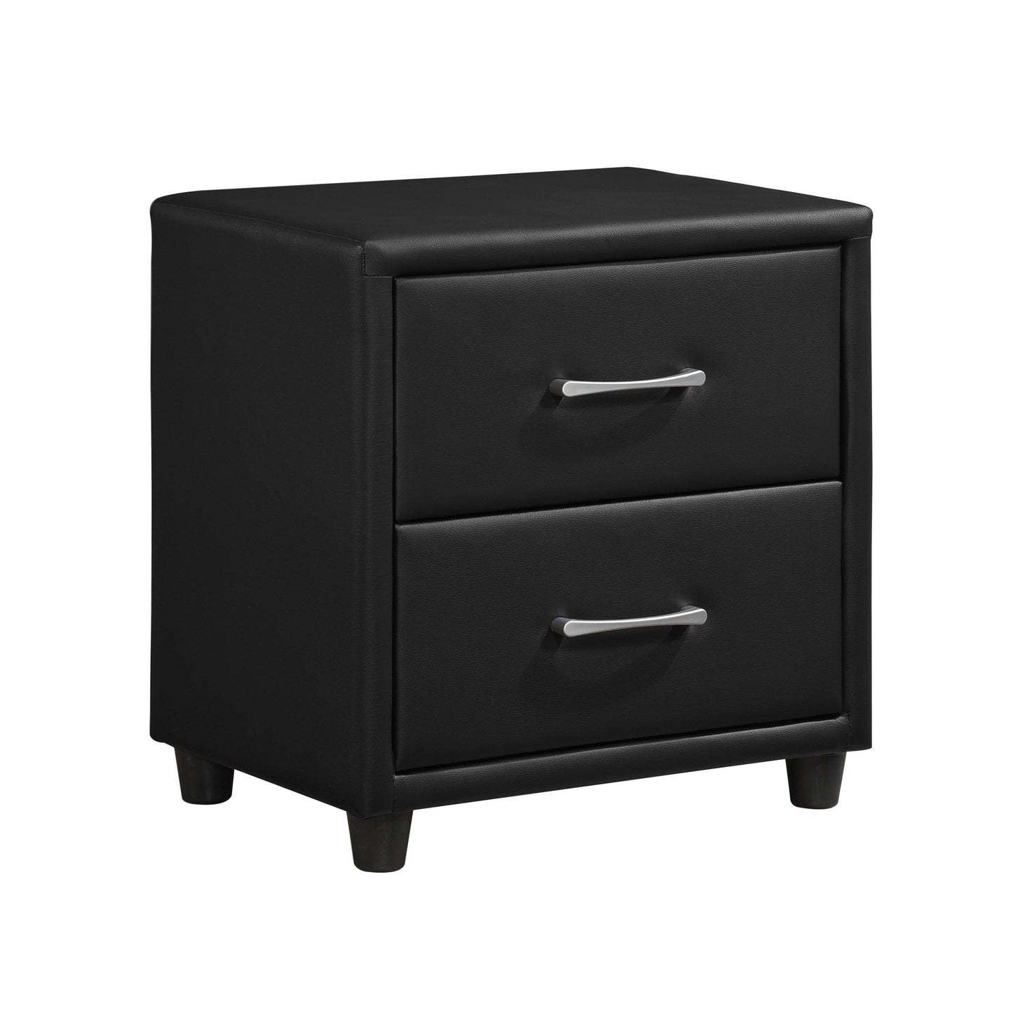 Homelegance Lorenzi Nightstand Black Faux Leather Finish 2220-4