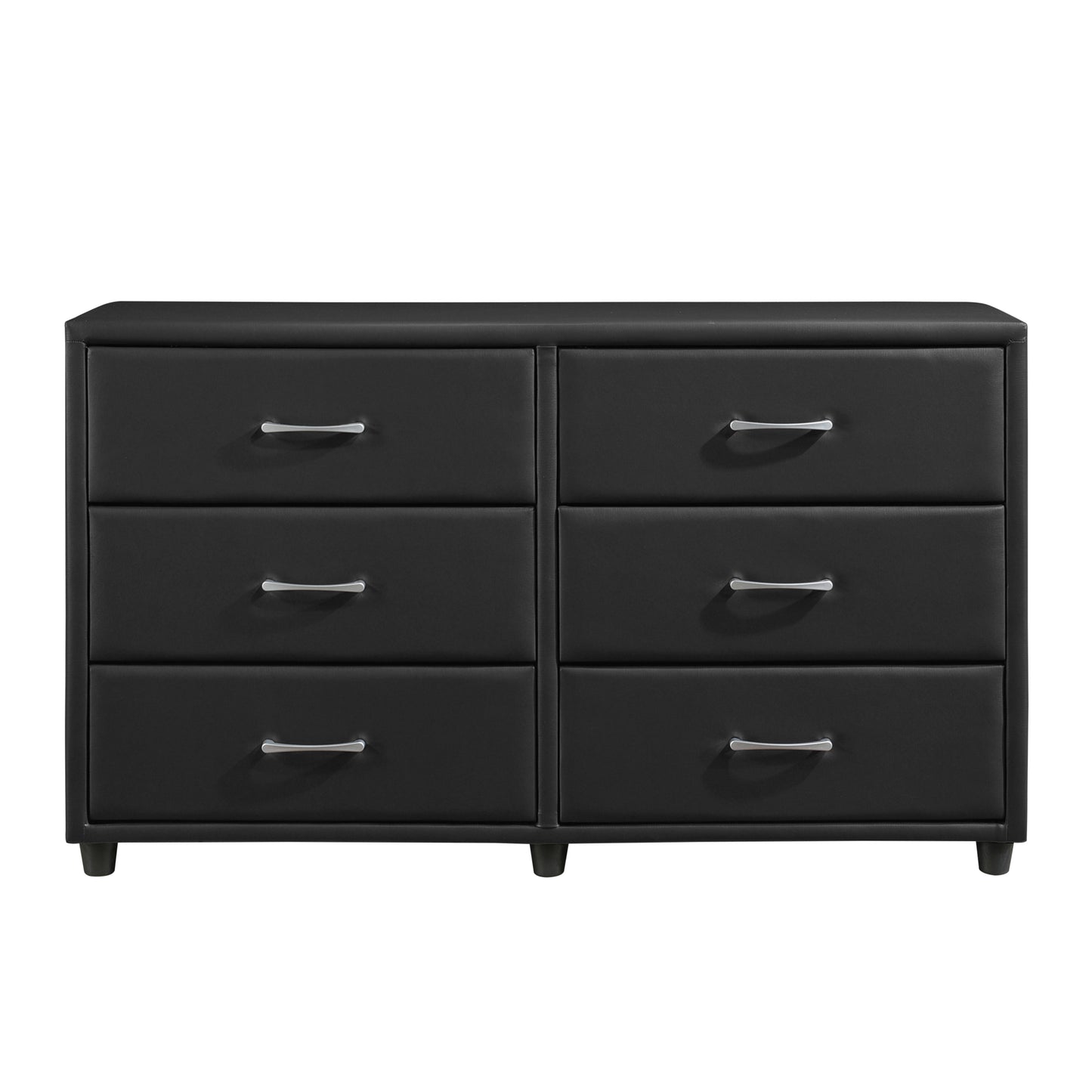 Homelegance Dresser Lorenzi Black Faux Leather with Silver Tone Hardware 2220-5