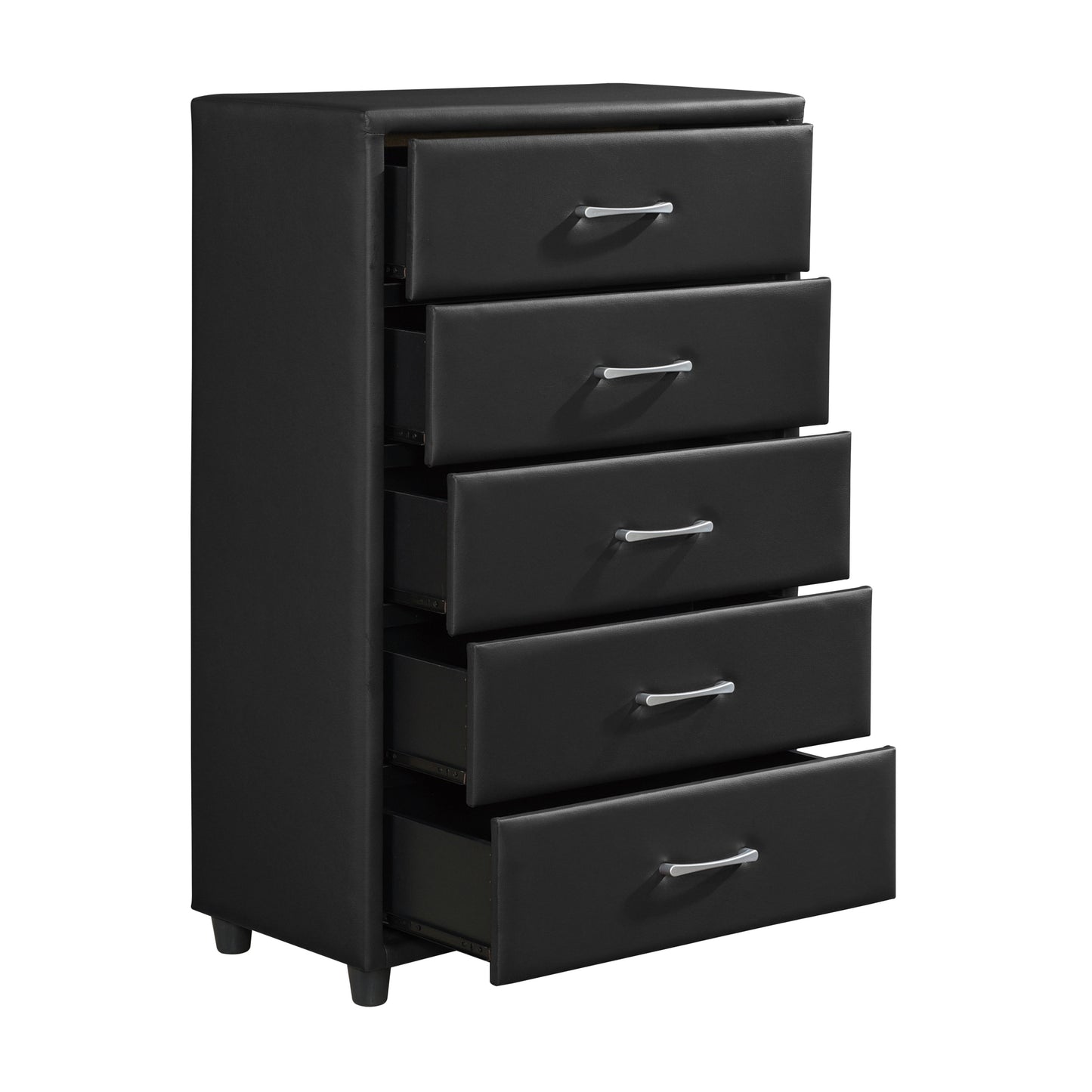 Homelegance Lorenzi Chest Black Faux Leather Sophistication and Style 2220-9
