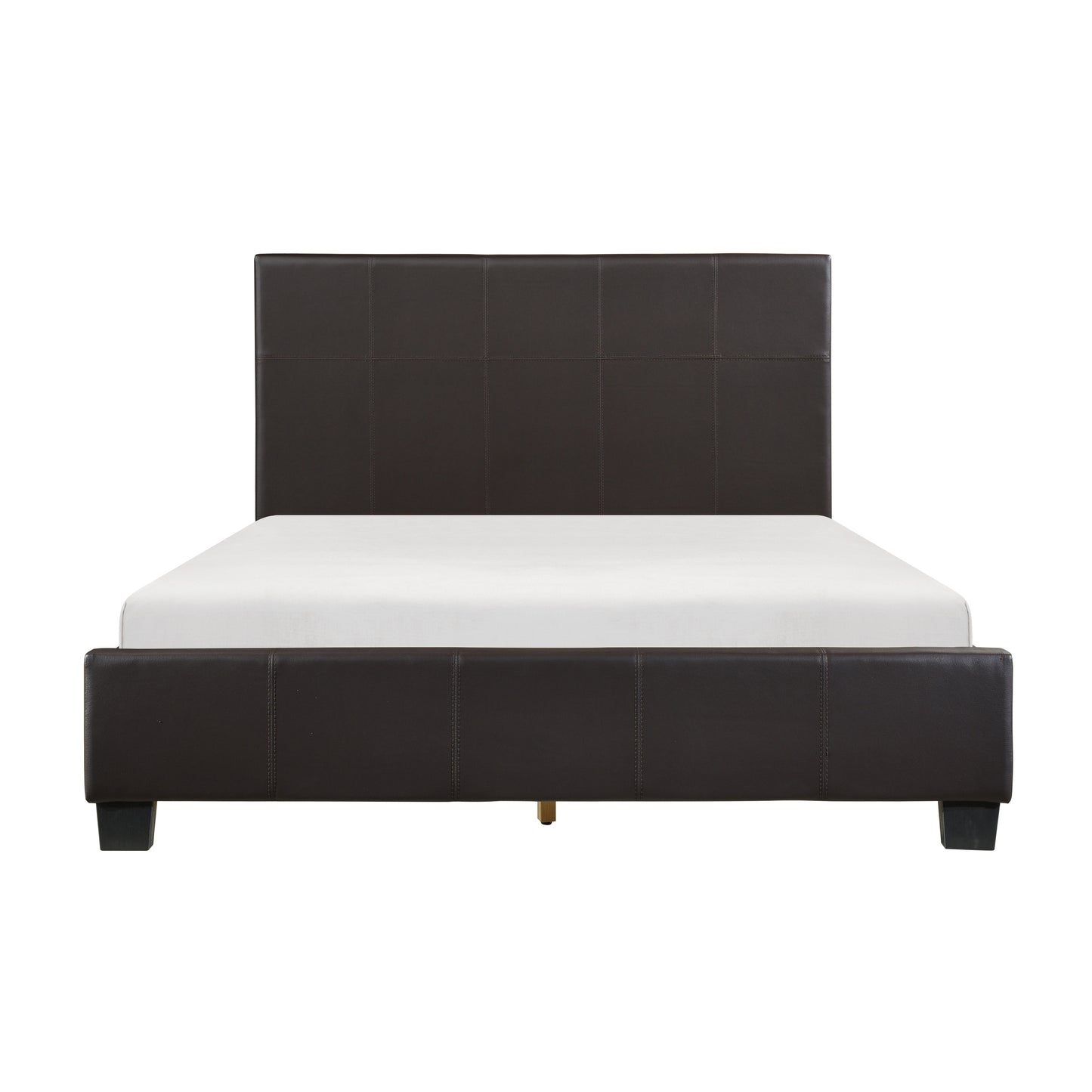 Homelegance Queen Bed Lorenzi Dark Brown Faux Leather Upholstery 2220DBR-1